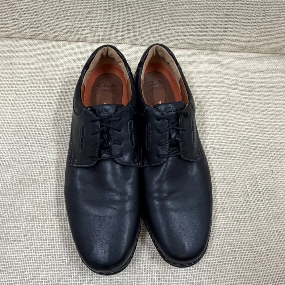 Clarks 1825 Mens Black Leather Derby Oxford Shoes 26102530 Size 15M